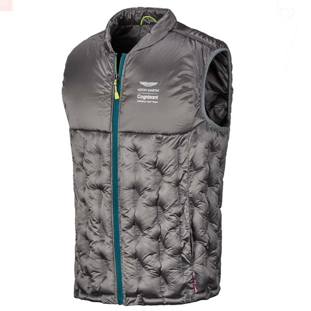 Aston Martin Men's Cognizant F1 Team Lifestyle Grey Puffer Down Vest Gile Szie S